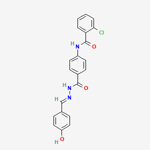 molecular formula C21H16ClN3O3 B1190758 2-chloro-N-(4-{[2-(4-hydroxybenzylidene)hydrazino]carbonyl}phenyl)benzamide 