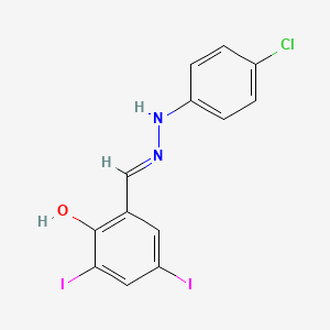molecular formula C13H9ClI2N2O B1190762 2-Hydroxy-3,5-diiodobenzaldehyde (4-chlorophenyl)hydrazone 