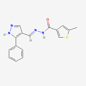 5-methyl-N'-[(3-phenyl-1H-pyrazol-4-yl)methylene]-3-thiophenecarbohydrazide
