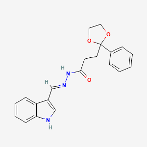 molecular formula C21H21N3O3 B1190821 N'-(1H-indol-3-ylmethylene)-3-(2-phenyl-1,3-dioxolan-2-yl)propanohydrazide 