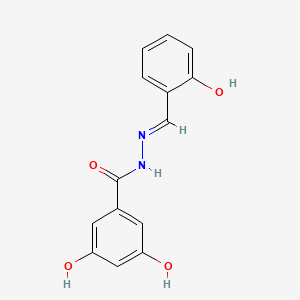 molecular formula C14H12N2O4 B1190865 3,5-dihydroxy-N'-(2-hydroxybenzylidene)benzohydrazide 
