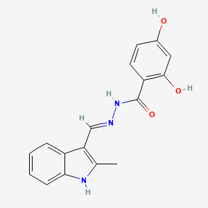 molecular formula C17H15N3O3 B1190866 2,4-dihydroxy-N'-[(2-methyl-1H-indol-3-yl)methylene]benzohydrazide 