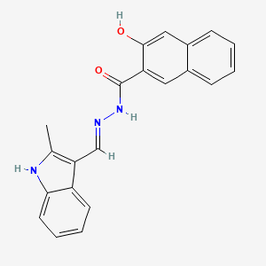 molecular formula C21H17N3O2 B1190871 3-hydroxy-N'-[(2-methyl-1H-indol-3-yl)methylene]-2-naphthohydrazide 