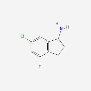 molecular formula C9H9ClFN B11908722 6-chloro-4-fluoro-2,3-dihydro-1H-inden-1-amine 