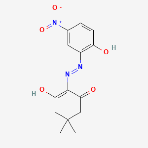 molecular formula C14H15N3O5 B1190884 2-[2-(2-Hydroxy-5-nitrophenyl)hydrazinylidene]-5,5-dimethylcyclohexane-1,3-dione 