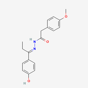molecular formula C18H20N2O3 B1190905 N'-[1-(4-hydroxyphenyl)propylidene]-2-(4-methoxyphenyl)acetohydrazide 