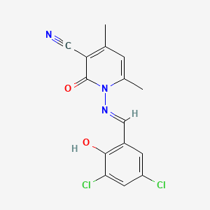 1-[(3,5-Dichloro-2-hydroxybenzylidene)amino]-4,6-dimethyl-2-oxo-1,2-dihydropyridine-3-carbonitrile