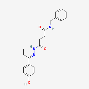 molecular formula C20H23N3O3 B1190919 N-benzyl-4-{2-[1-(4-hydroxyphenyl)propylidene]hydrazino}-4-oxobutanamide 