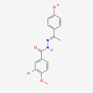 molecular formula C16H15BrN2O3 B1190929 3-bromo-N'-[(1E)-1-(4-hydroxyphenyl)ethylidene]-4-methoxybenzohydrazide 