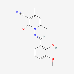 1-{[(1E)-(2-hydroxy-3-methoxyphenyl)methylene]amino}-4,6-dimethyl-2-oxo-1,2-dihydropyridine-3-carbonitrile