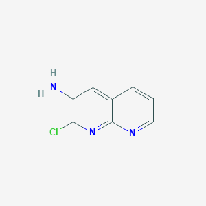 molecular formula C8H6ClN3 B11909543 1,8-Naphthyridin-3-amine, 2-chloro- CAS No. 61323-20-4