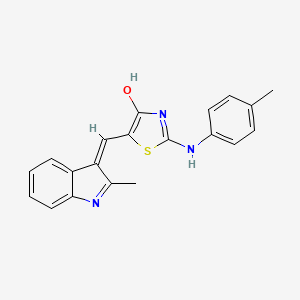 molecular formula C20H17N3OS B1190974 5-[(2-methyl-1H-indol-3-yl)methylene]-2-[(4-methylphenyl)imino]-1,3-thiazolidin-4-one 