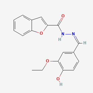 molecular formula C18H16N2O4 B1190976 N'-(3-ethoxy-4-hydroxybenzylidene)-1-benzofuran-2-carbohydrazide 