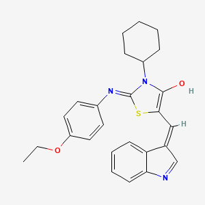 molecular formula C26H27N3O2S B1190988 3-cyclohexyl-2-[(4-ethoxyphenyl)imino]-5-(1H-indol-3-ylmethylene)-1,3-thiazolidin-4-one 