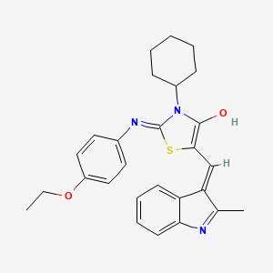 3-cyclohexyl-2-[(4-ethoxyphenyl)imino]-5-[(2-methyl-1H-indol-3-yl)methylene]-1,3-thiazolidin-4-one