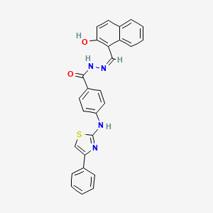 molecular formula C27H20N4O2S B1190990 N'-[(2-hydroxy-1-naphthyl)methylene]-4-[(4-phenyl-1,3-thiazol-2-yl)amino]benzohydrazide 