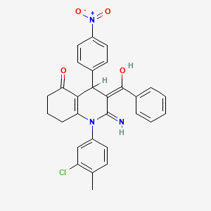 molecular formula C29H24ClN3O4 B1191003 2-amino-3-benzoyl-1-(3-chloro-4-methylphenyl)-4-{4-nitrophenyl}-4,6,7,8-tetrahydro-5(1H)-quinolinone 