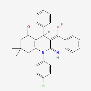 molecular formula C30H27ClN2O2 B1191004 2-amino-3-benzoyl-1-(4-chlorophenyl)-7,7-dimethyl-4-phenyl-4,6,7,8-tetrahydro-5(1H)-quinolinone 