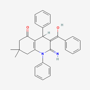 molecular formula C30H28N2O2 B1191019 2-amino-3-benzoyl-7,7-dimethyl-1,4-diphenyl-4,6,7,8-tetrahydro-5(1H)-quinolinone 