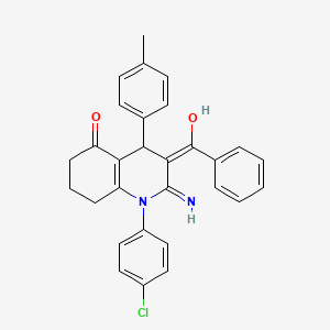molecular formula C29H25ClN2O2 B1191026 2-amino-3-benzoyl-1-(4-chlorophenyl)-4-(4-methylphenyl)-4,6,7,8-tetrahydro-5(1H)-quinolinone 