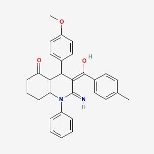 molecular formula C30H28N2O3 B1191038 2-amino-4-(4-methoxyphenyl)-3-(4-methylbenzoyl)-1-phenyl-4,6,7,8-tetrahydro-5(1H)-quinolinone 