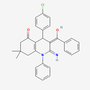 molecular formula C30H27ClN2O2 B1191052 2-amino-3-benzoyl-4-(4-chlorophenyl)-7,7-dimethyl-1-phenyl-4,6,7,8-tetrahydro-5(1H)-quinolinone 
