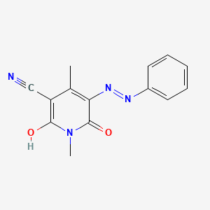 molecular formula C14H12N4O2 B1191083 6-Hydroxy-1,4-dimethyl-2-oxo-5-(phenyldiazenyl)-1,2-dihydro-3-pyridinecarbonitrile 