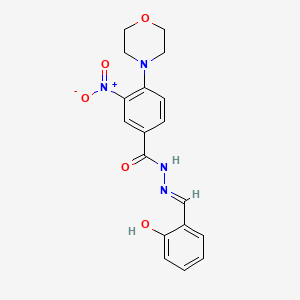 molecular formula C18H18N4O5 B1191093 N'-(2-hydroxybenzylidene)-3-nitro-4-(4-morpholinyl)benzohydrazide 