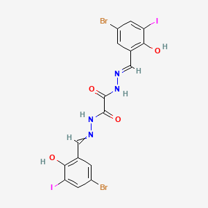 molecular formula C16H10Br2I2N4O4 B1191097 N'~1~,N'~2~-bis(5-bromo-2-hydroxy-3-iodobenzylidene)ethanedihydrazide 