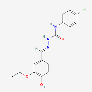 molecular formula C16H16ClN3O3 B1191101 (2E)-N-(4-chlorophenyl)-2-(3-ethoxy-4-hydroxybenzylidene)hydrazinecarboxamide 