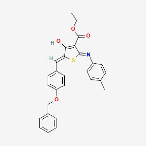 molecular formula C28H25NO4S B1191127 Ethyl 5-[4-(benzyloxy)benzylidene]-4-oxo-2-(4-toluidino)-4,5-dihydro-3-thiophenecarboxylate 
