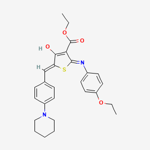Ethyl 2-(4-ethoxyanilino)-4-oxo-5-[4-(1-piperidinyl)benzylidene]-4,5-dihydro-3-thiophenecarboxylate