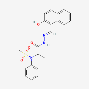 molecular formula C21H21N3O4S B1191195 N-(2-{2-[(2-hydroxy-1-naphthyl)methylene]hydrazino}-1-methyl-2-oxoethyl)-N-phenylmethanesulfonamide 