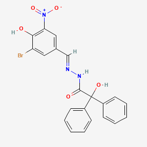 molecular formula C21H16BrN3O5 B1191222 N'-{3-bromo-4-hydroxy-5-nitrobenzylidene}-2-hydroxy-2,2-diphenylacetohydrazide 