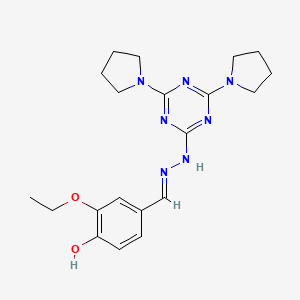 molecular formula C20H27N7O2 B1191233 3-Ethoxy-4-hydroxybenzaldehyde [4,6-di(1-pyrrolidinyl)-1,3,5-triazin-2-yl]hydrazone 