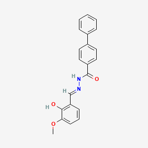 molecular formula C21H18N2O3 B1191239 N'-(2-hydroxy-3-methoxybenzylidene)[1,1'-biphenyl]-4-carbohydrazide 