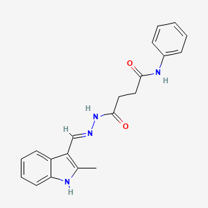 molecular formula C20H20N4O2 B1191257 4-{2-[(2-methyl-1H-indol-3-yl)methylene]hydrazino}-4-oxo-N-phenylbutanamide 