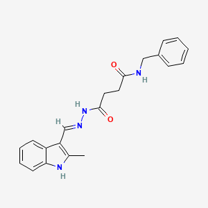 molecular formula C21H22N4O2 B1191261 N-benzyl-4-{2-[(2-methyl-1H-indol-3-yl)methylene]hydrazino}-4-oxobutanamide 