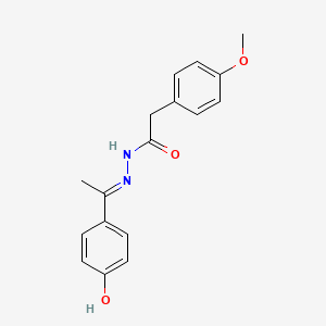 molecular formula C17H18N2O3 B1191273 N'-[1-(4-hydroxyphenyl)ethylidene]-2-(4-methoxyphenyl)acetohydrazide 