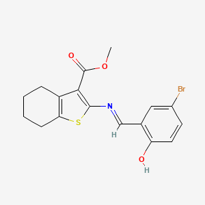 molecular formula C17H16BrNO3S B1191283 Methyl 2-[(5-bromo-2-hydroxybenzylidene)amino]-4,5,6,7-tetrahydro-1-benzo[b]thiophene-3-carboxylate 