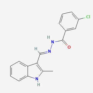 molecular formula C17H14ClN3O B1191289 3-chloro-N'-[(2-methyl-1H-indol-3-yl)methylene]benzohydrazide 