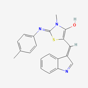 molecular formula C20H17N3OS B1191304 5-(1H-indol-3-ylmethylene)-3-methyl-2-[(4-methylphenyl)imino]-1,3-thiazolidin-4-one 