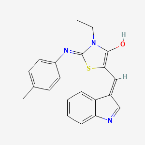 3-ethyl-5-[(E)-indol-3-ylidenemethyl]-2-(4-methylphenyl)imino-1,3-thiazol-4-ol