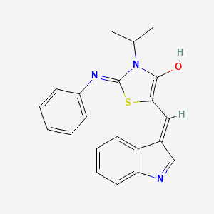 (2Z,5Z)-5-(1H-indol-3-ylmethylidene)-2-(phenylimino)-3-(propan-2-yl)-1,3-thiazolidin-4-one