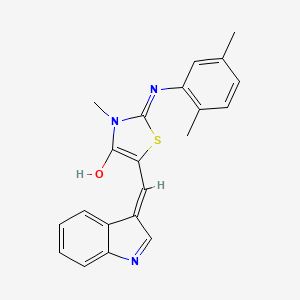 2-[(2,5-dimethylphenyl)imino]-5-(1H-indol-3-ylmethylene)-3-methyl-1,3-thiazolidin-4-one
