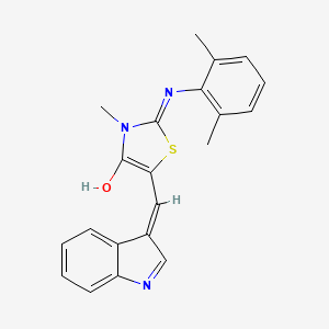 molecular formula C21H19N3OS B1191309 2-[(2,6-dimethylphenyl)imino]-5-(1H-indol-3-ylmethylene)-3-methyl-1,3-thiazolidin-4-one 