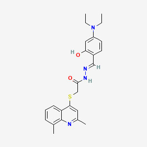 molecular formula C24H28N4O2S B1191310 N'-[4-(diethylamino)-2-hydroxybenzylidene]-2-[(2,8-dimethyl-4-quinolinyl)sulfanyl]acetohydrazide 