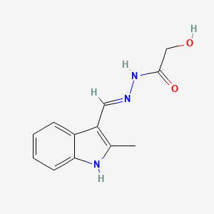 molecular formula C12H13N3O2 B1191314 2-hydroxy-N'-[(2-methyl-1H-indol-3-yl)methylene]acetohydrazide 