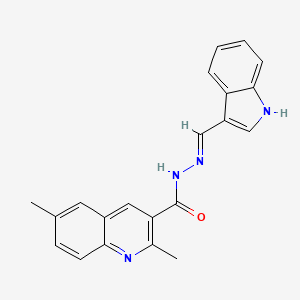 molecular formula C21H18N4O B1191317 N'-(1H-indol-3-ylmethylene)-2,6-dimethyl-3-quinolinecarbohydrazide 
