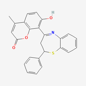 molecular formula C25H19NO3S B1191345 7-hydroxy-4-methyl-8-(2-phenyl-2,3-dihydro-1,5-benzothiazepin-4-yl)-2H-chromen-2-one 